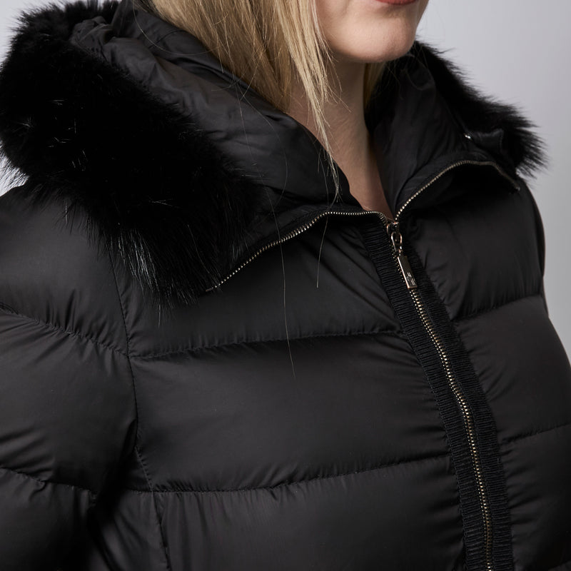 Moncler Black Fabrefur Nylon Long Puffer Coat Size 3