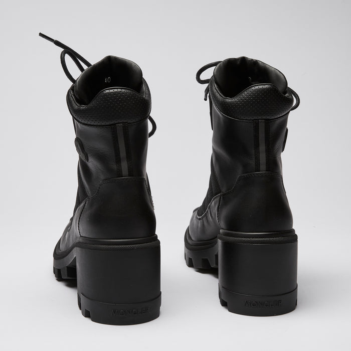 Moncler Black Quilted Lug Sole Block Heel Boots Size 40