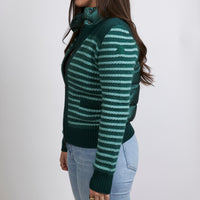 Excellent Pre-Loved Green Nylon and Knit Zip Jacket.(side)