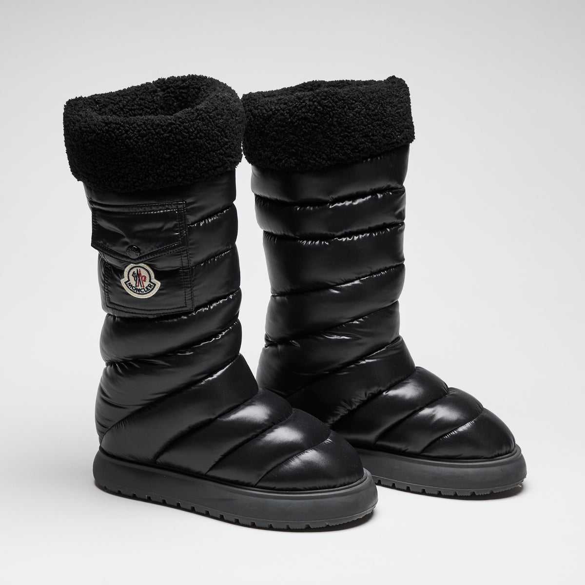 Moncler "Gaia" Fleece Trimmed Quilted Black Boots Size 38