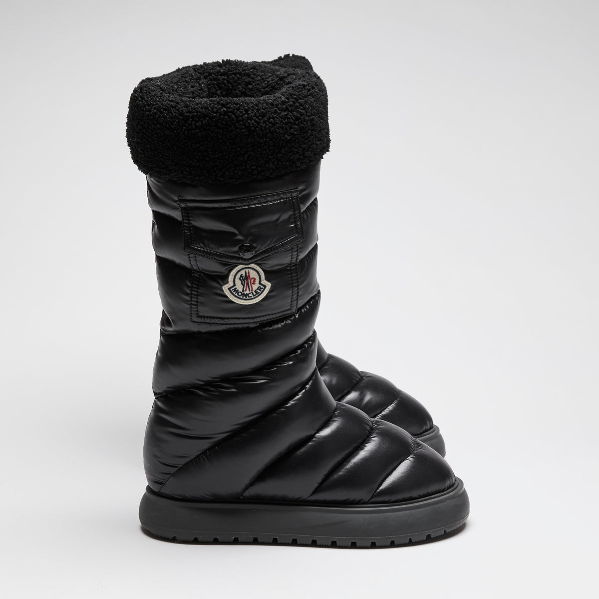 Moncler "Gaia" Fleece Trimmed Quilted Black Boots Size 38