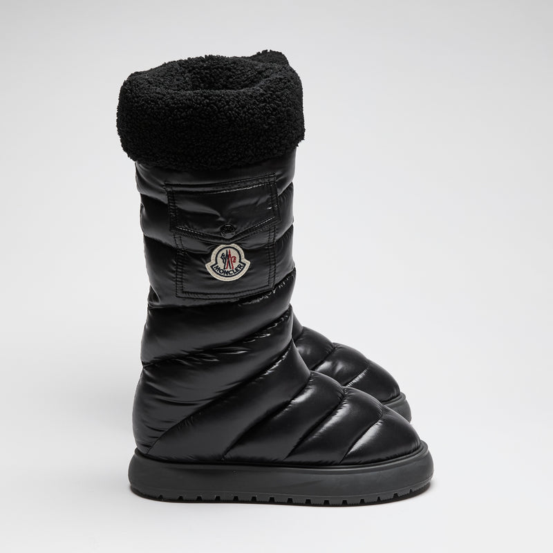 Moncler "Gaia" Fleece Trimmed Quilted Black Boots Size 38