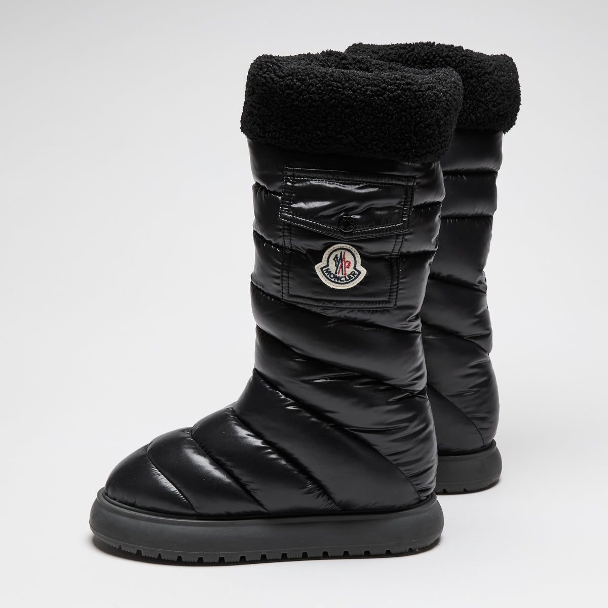 Moncler "Gaia" Fleece Trimmed Quilted Black Boots Size 38