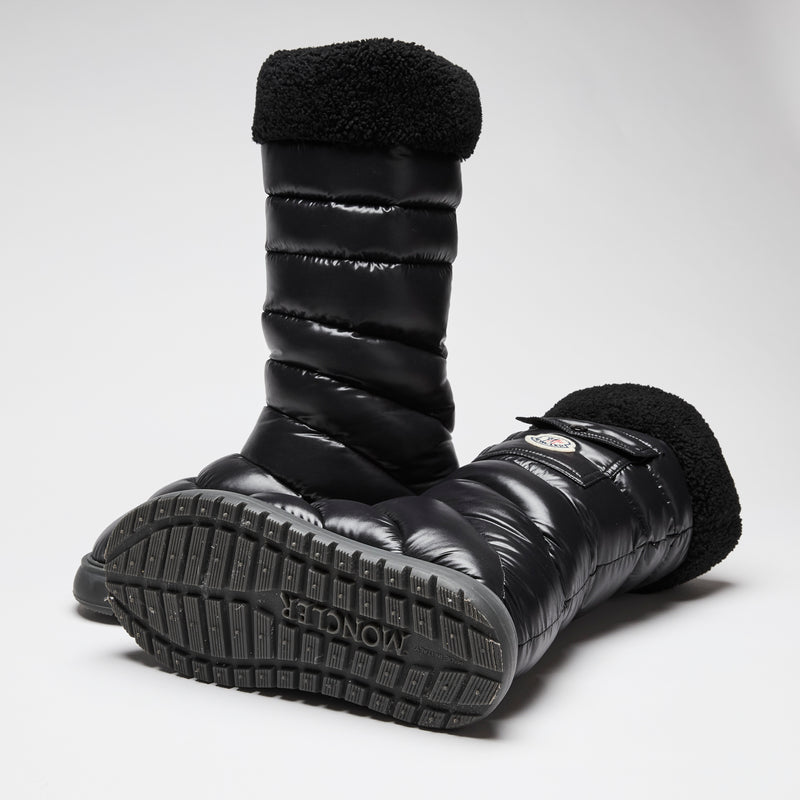 Moncler "Gaia" Fleece Trimmed Quilted Black Boots Size 38