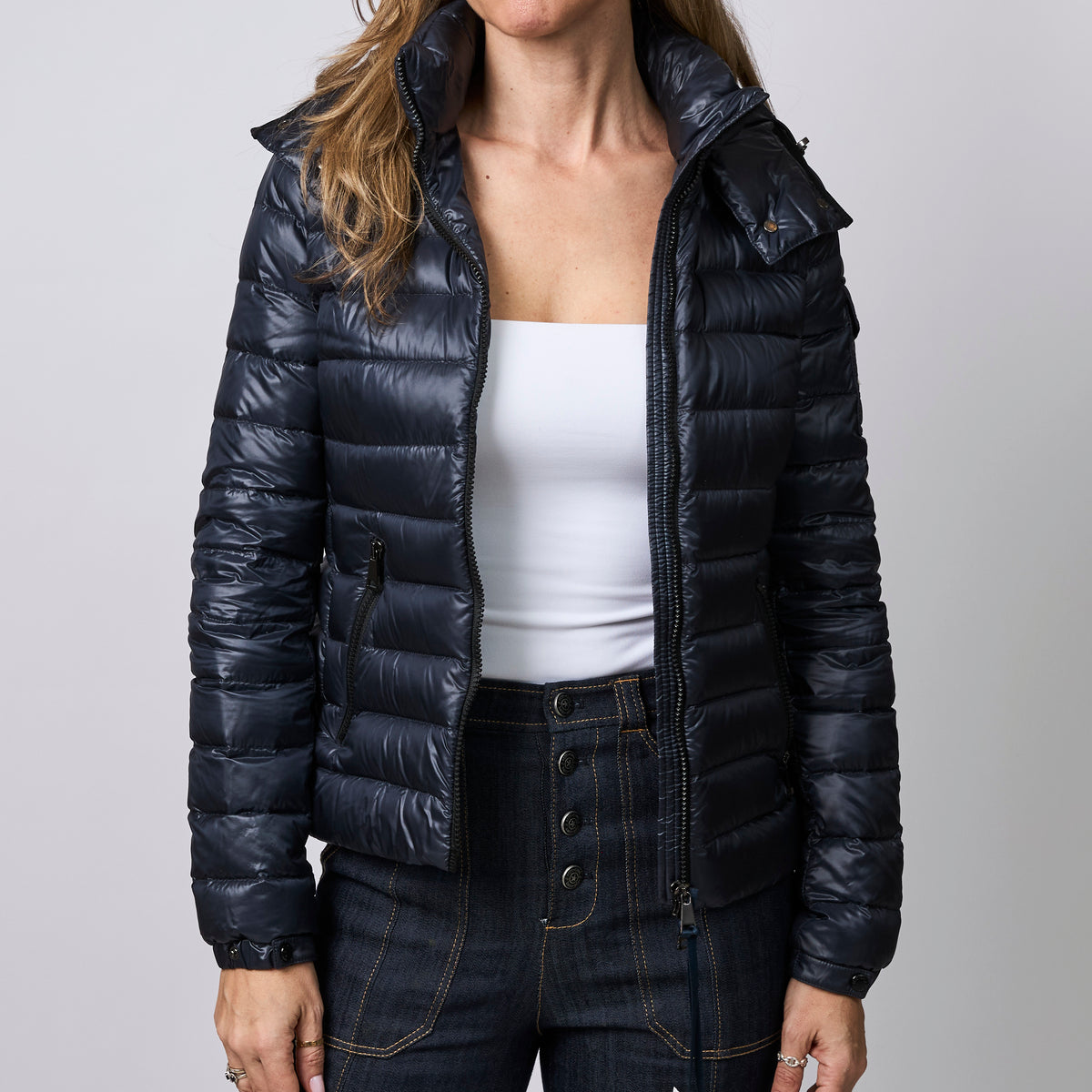 Moncler Blue Quilted Shell Down Jacket Size 00