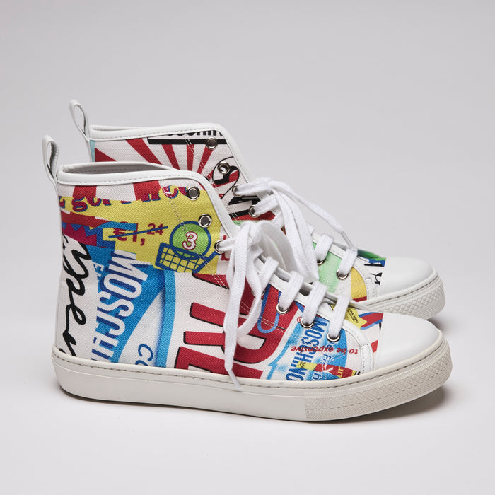 Moschino Couture Graphic Print Hightops Size 40