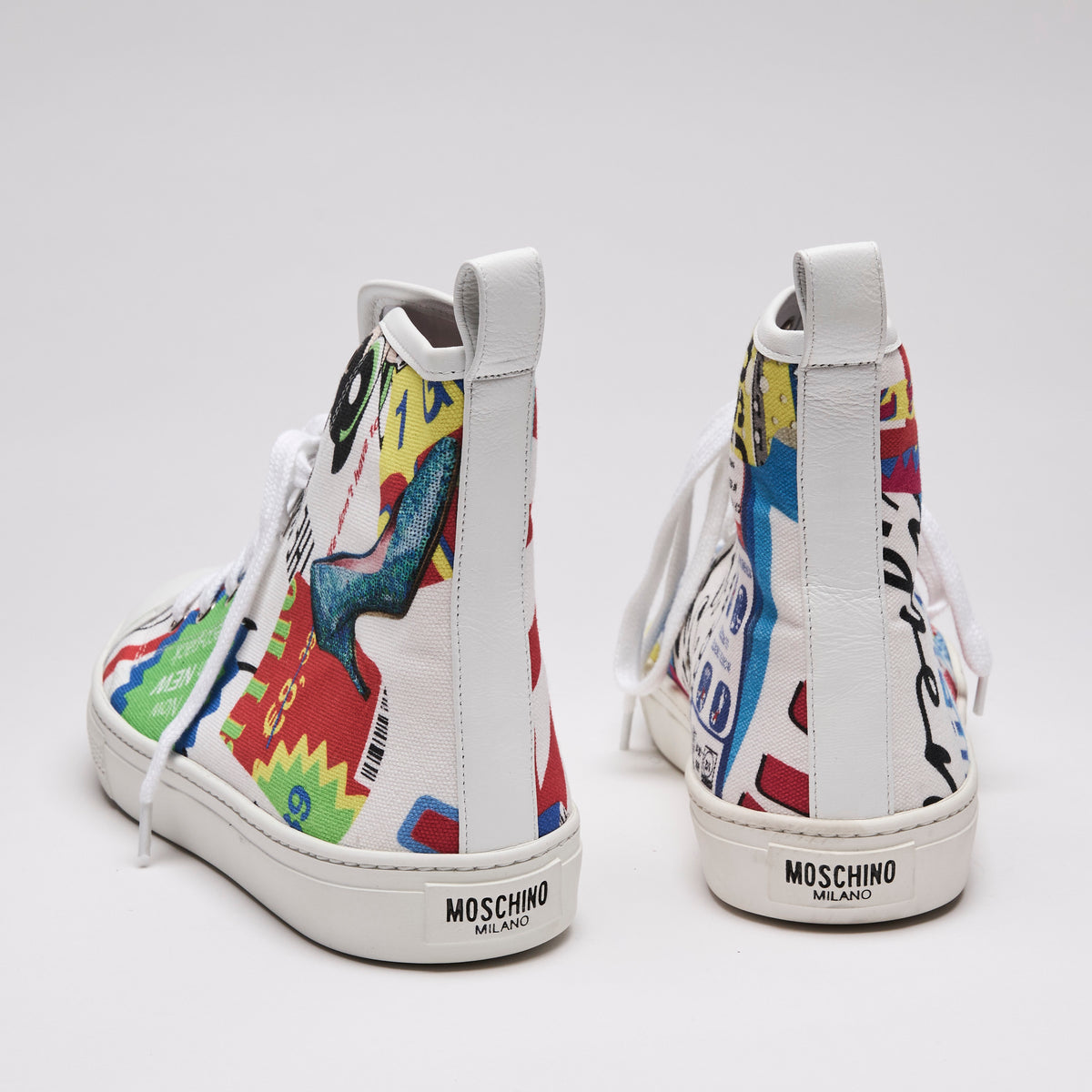 Moschino Couture Graphic Print Hightops Size 40