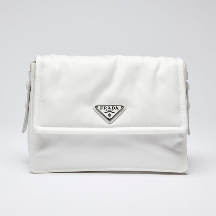 Excellent Pre-Loved White Nylon Crossbody Bag. (Front)