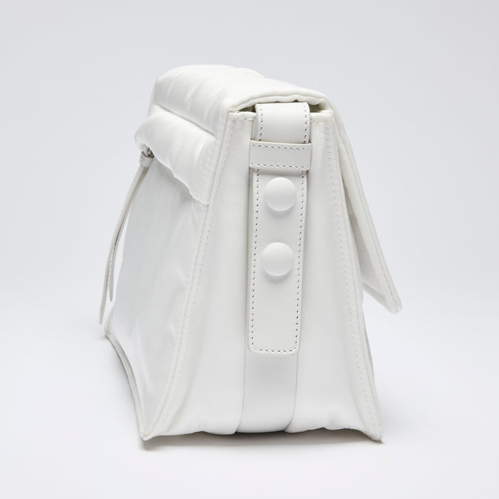Excellent Pre-Loved White Nylon Crossbody Bag. (side)