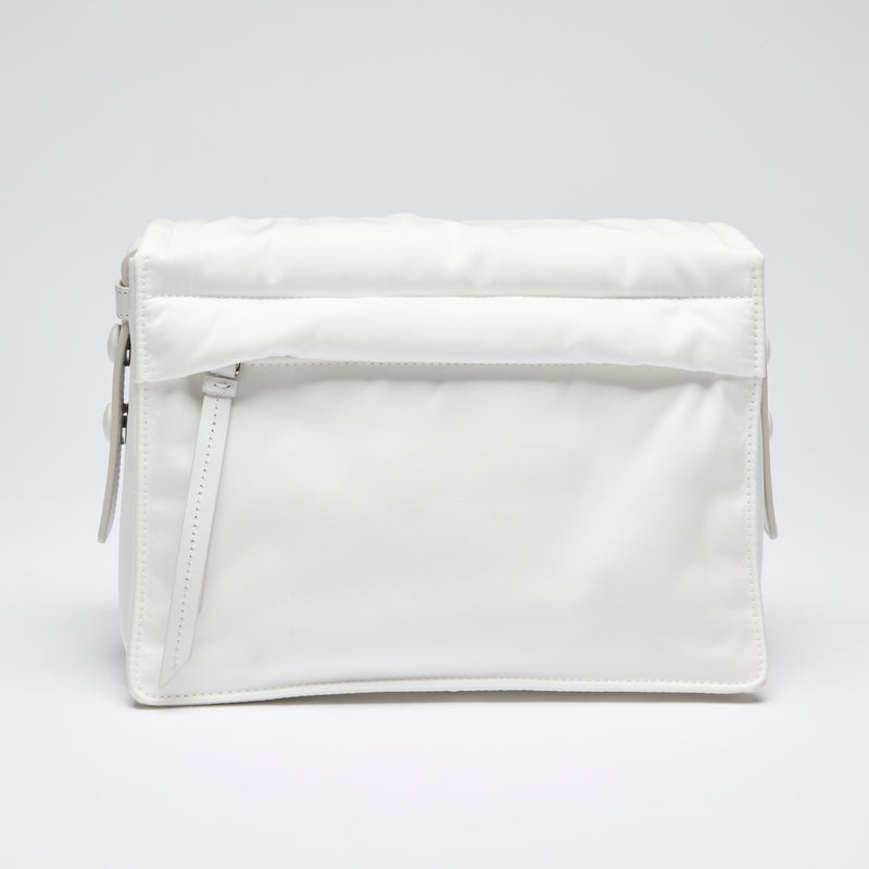 Excellent Pre-Loved White Nylon Crossbody Bag. (back)