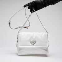 Excellent Pre-Loved White Nylon Crossbody Bag. (upright)