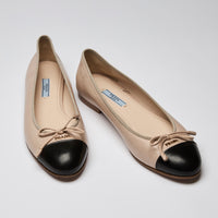 Prada Beige and Black Leather Ballet Flats Size 40