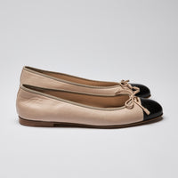 Prada Beige and Black Leather Ballet Flats Size 40