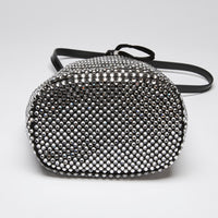 Prada Crystal Embellished and Black Leather Bucket Bag