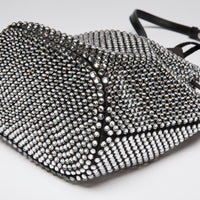 Prada Crystal Embellished and Black Leather Bucket Bag