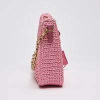 Prada Raffia Crochet Re-Edition 2005 Pink Shoulder Bag (Side)