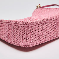 Prada Raffia Crochet Re-Edition 2005 Pink Shoulder Bag (corner)