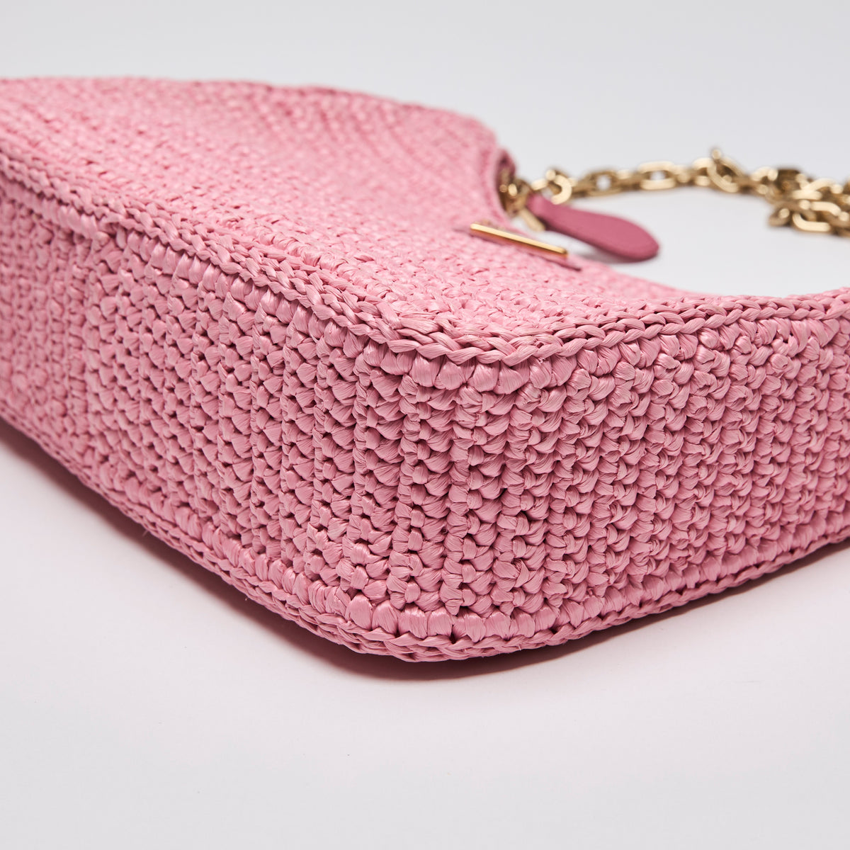 Prada Raffia Crochet Re-Edition 2005 Pink Shoulder Bag (Corners)