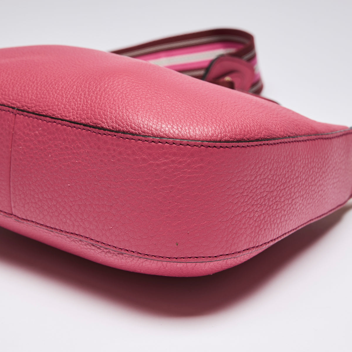 Prada Pink Grained Leather Vitello Phenix Messenger Bag (corner)