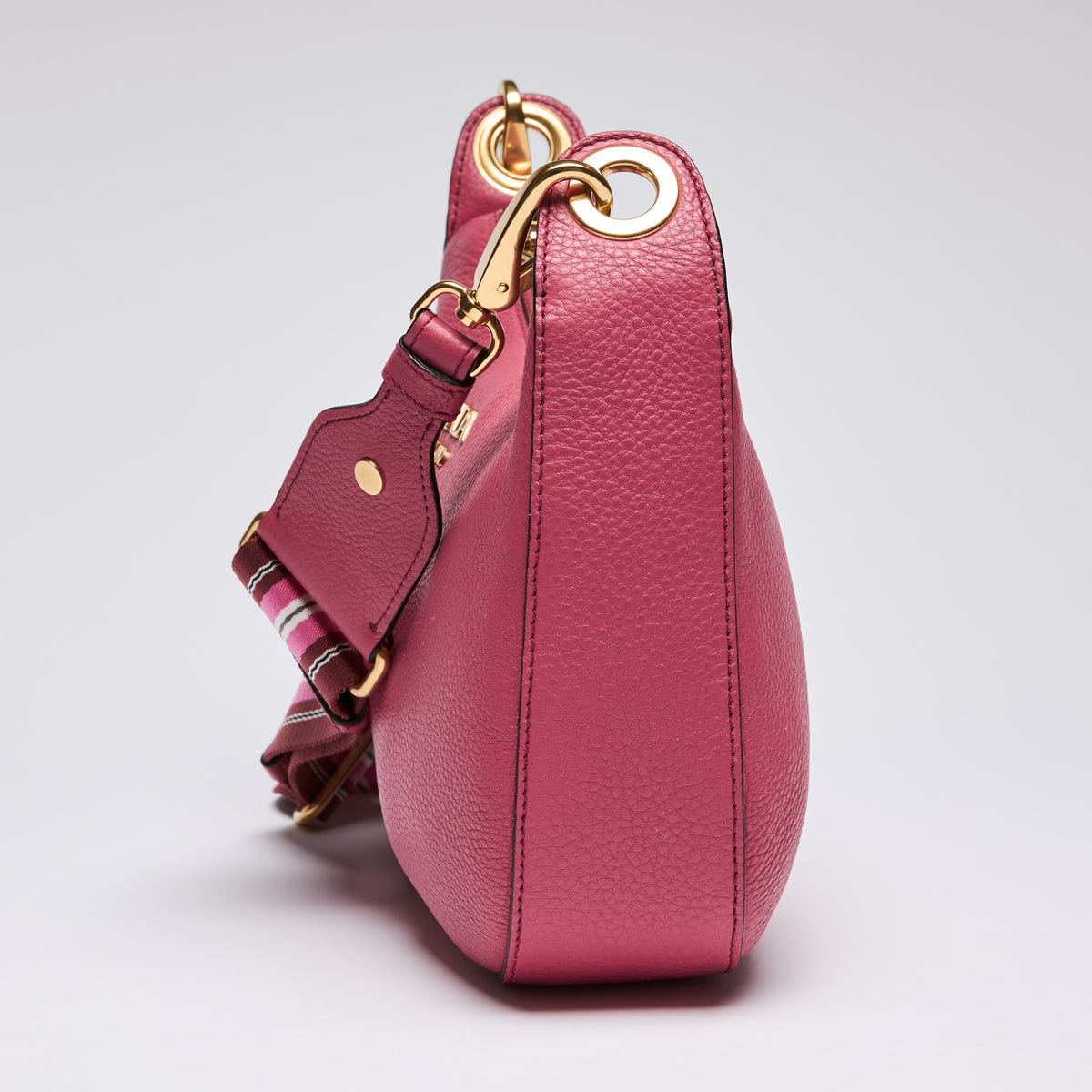 Prada Pink Grained Leather Vitello Phenix Messenger Bag(side)