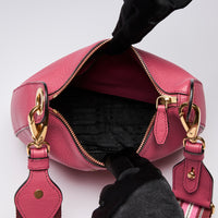 Prada Pink Grained Leather Vitello Phenix Messenger Bag (interior)