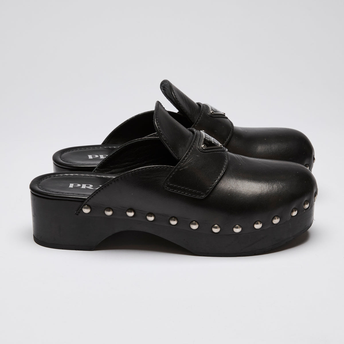 Prada Black Leather Clogs Size 39