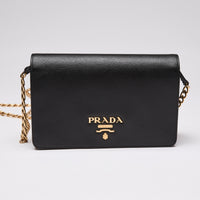 Prada Saffiano Crossbody Messenger Bag Black (Front)