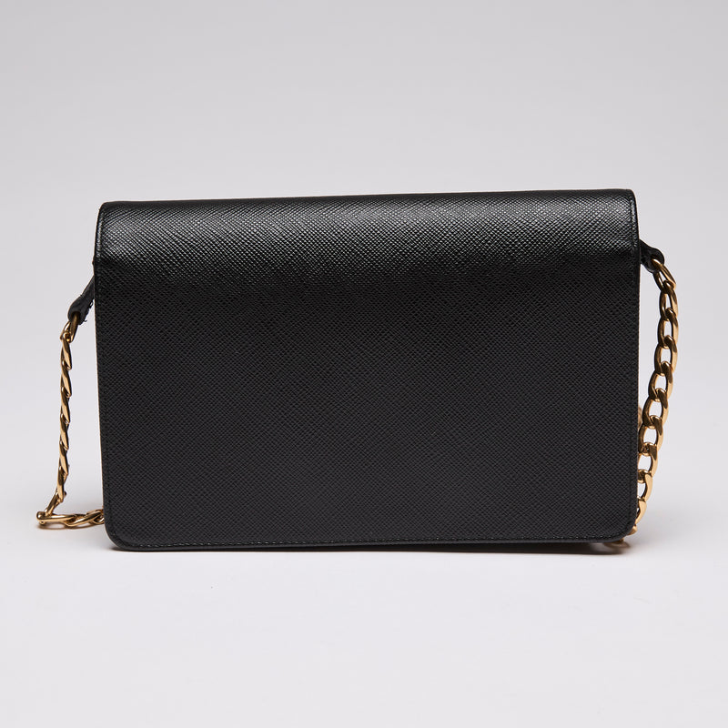 Prada Saffiano Crossbody Messenger Bag Black (Back)