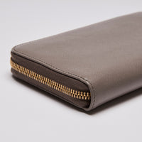 Prada Grey Saffiano Leather Zip Around Continental Wallet (Corner)