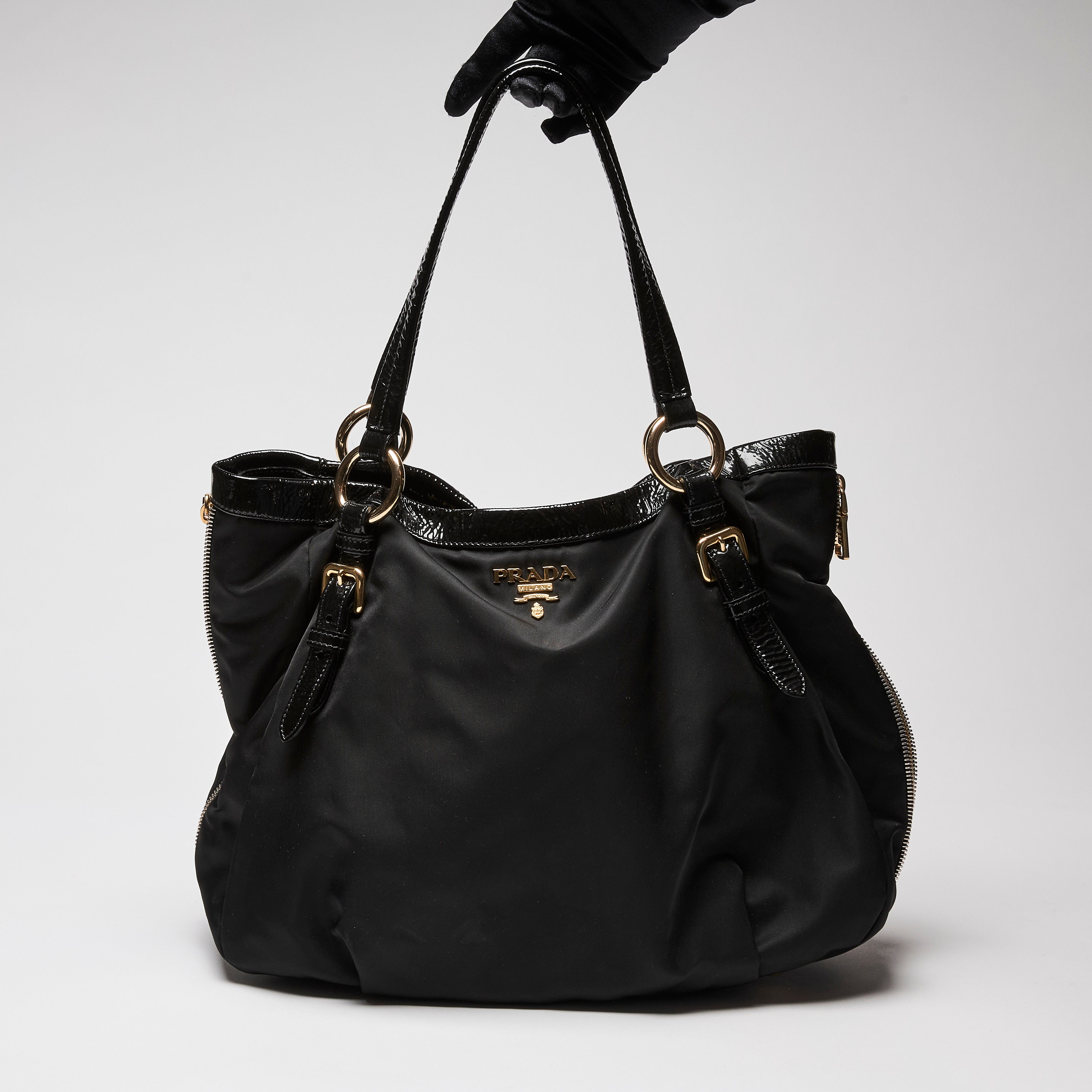 Prada Tessuto Nylon Spazzolato Tote Black Luxury Finds Consignment