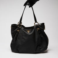 Prada Tessuto Nylon Spazzolato Tote Black (Front)