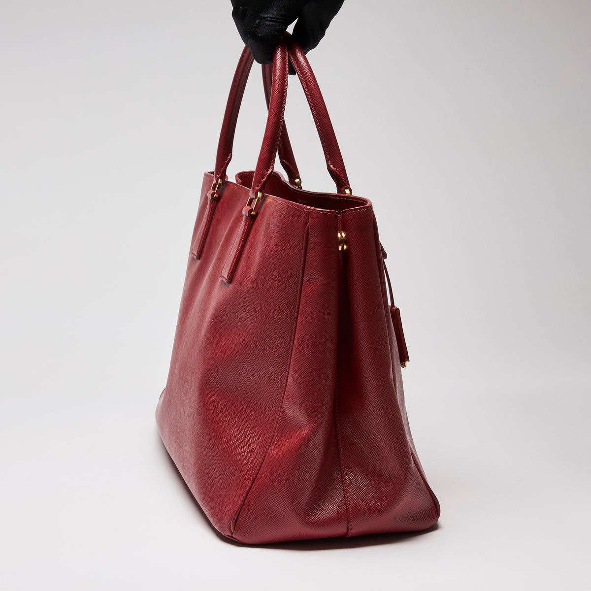 Prada Red Saffiano Leather Large Galleria Tote (Side)