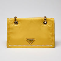 Prada Giallo Tessuto Nylon Chain Flap Bag in Yellow