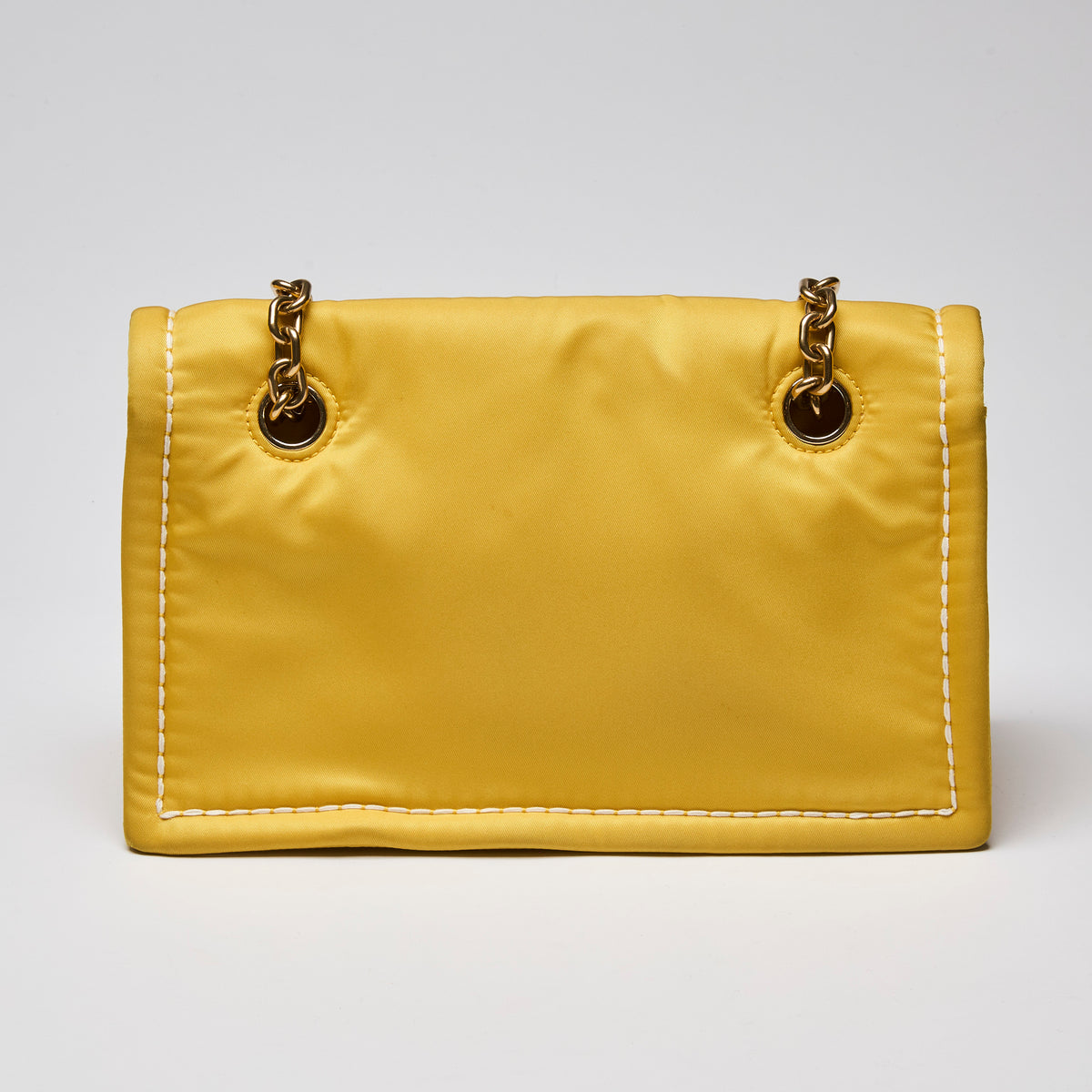 Prada Giallo Tessuto Nylon Chain Flap Bag in Yellow