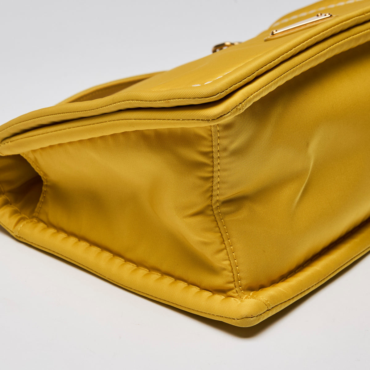 Prada Giallo Tessuto Nylon Chain Flap Bag in Yellow