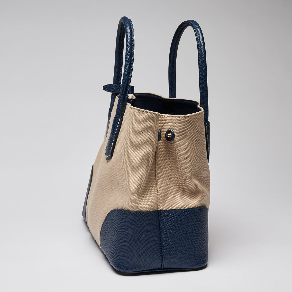 Prada Cuir Double Tote Canvas and Saffiano leather- side