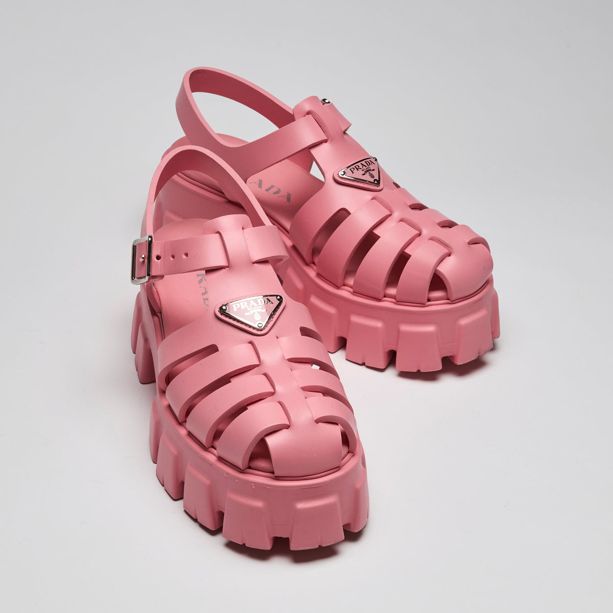 Prada Pink Rubber "Monolith" Sandals Size 39