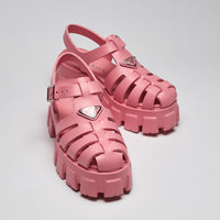 Prada Pink Rubber "Monolith" Sandals Size 39