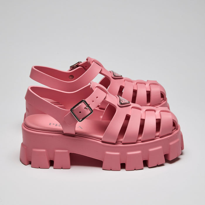 Prada Pink Rubber "Monolith" Sandals Size 39