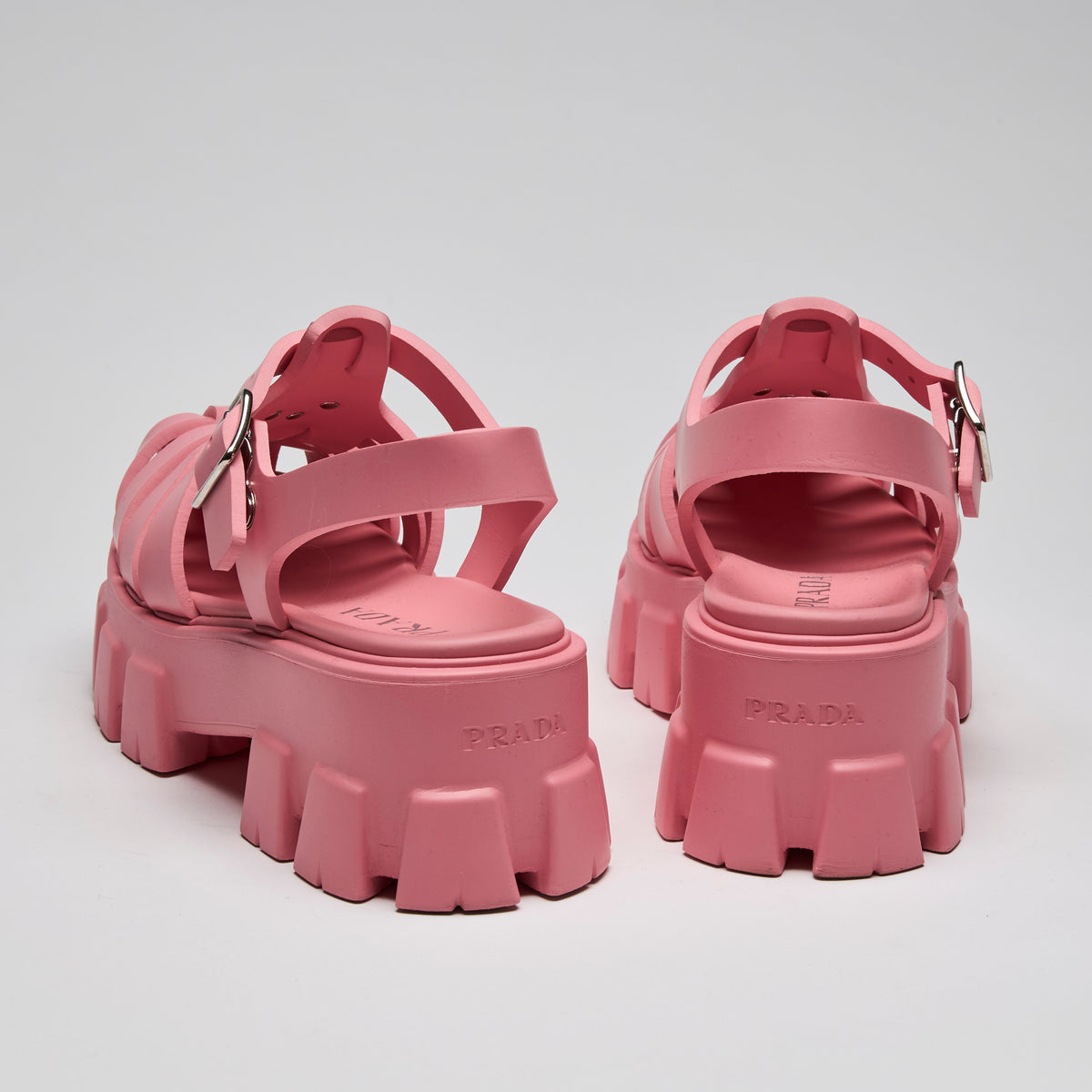 Prada Pink Rubber "Monolith" Sandals Size 39