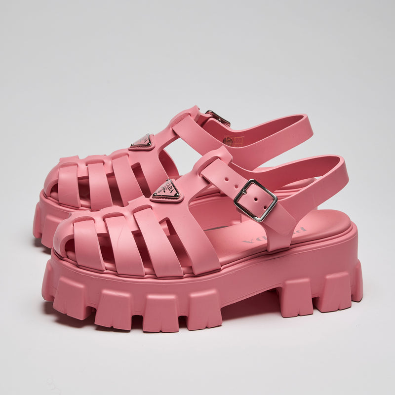 Prada Pink Rubber "Monolith" Sandals Size 39