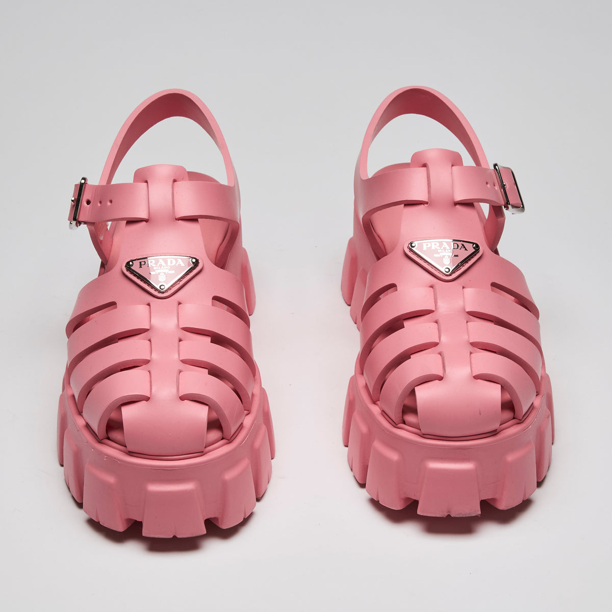 Prada Pink Rubber "Monolith" Sandals Size 39