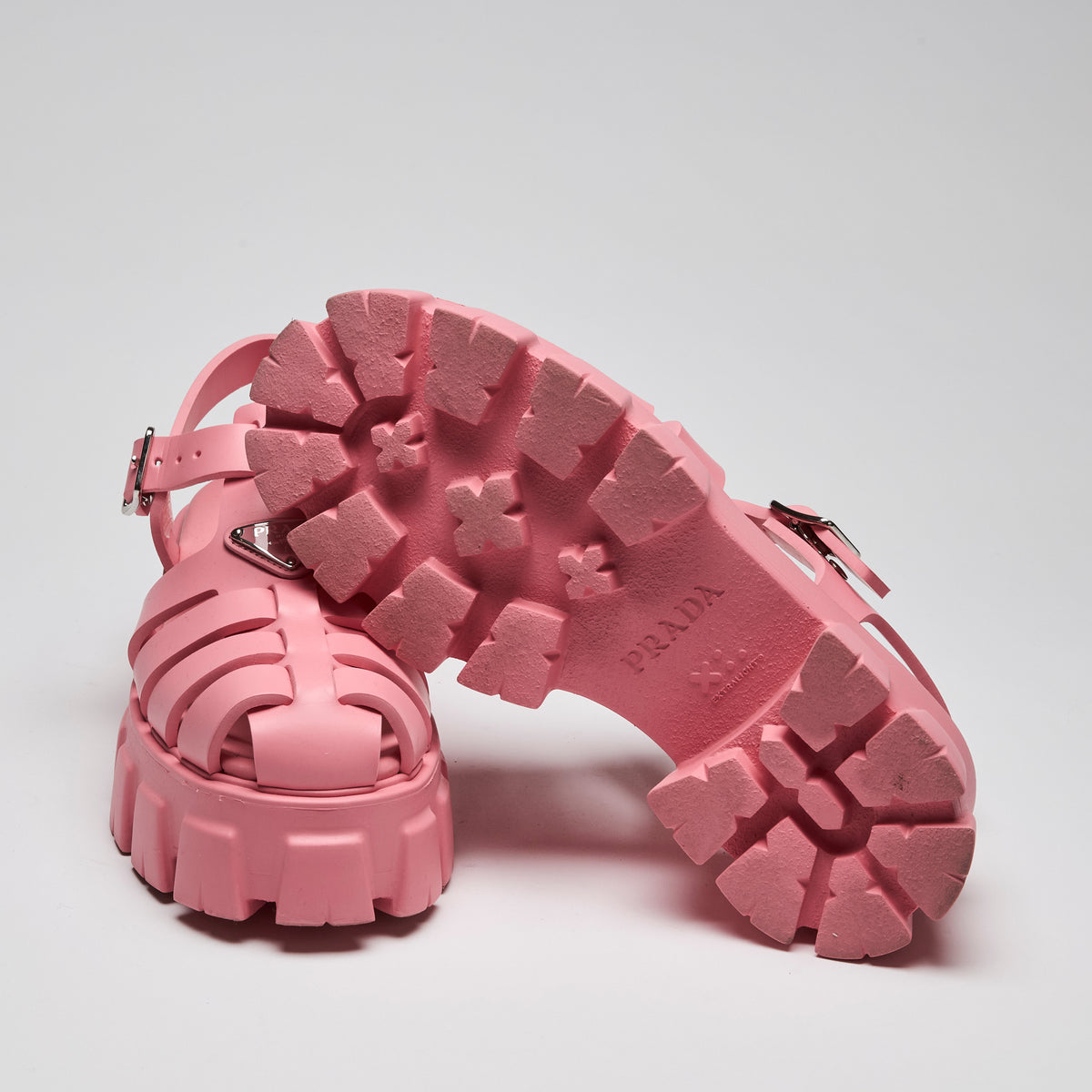 Prada Pink Rubber "Monolith" Sandals Size 39