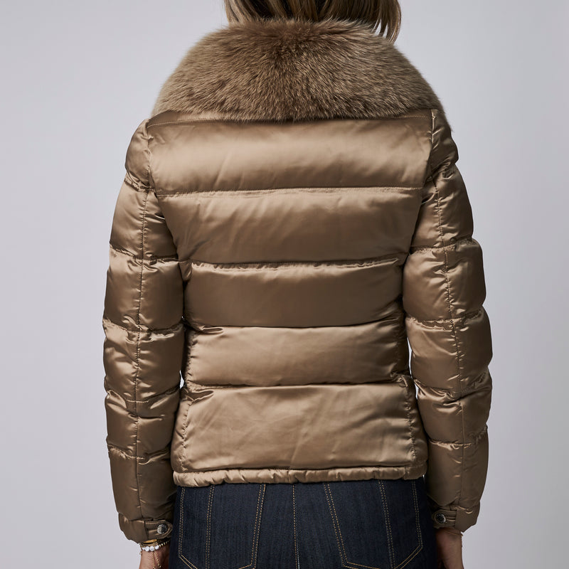 Prada Gold Fur Puffer Jacket Size 38