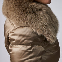 Prada Gold Fur Puffer Jacket Size 38