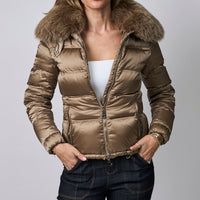 Prada Gold Fur Puffer Jacket Size 38