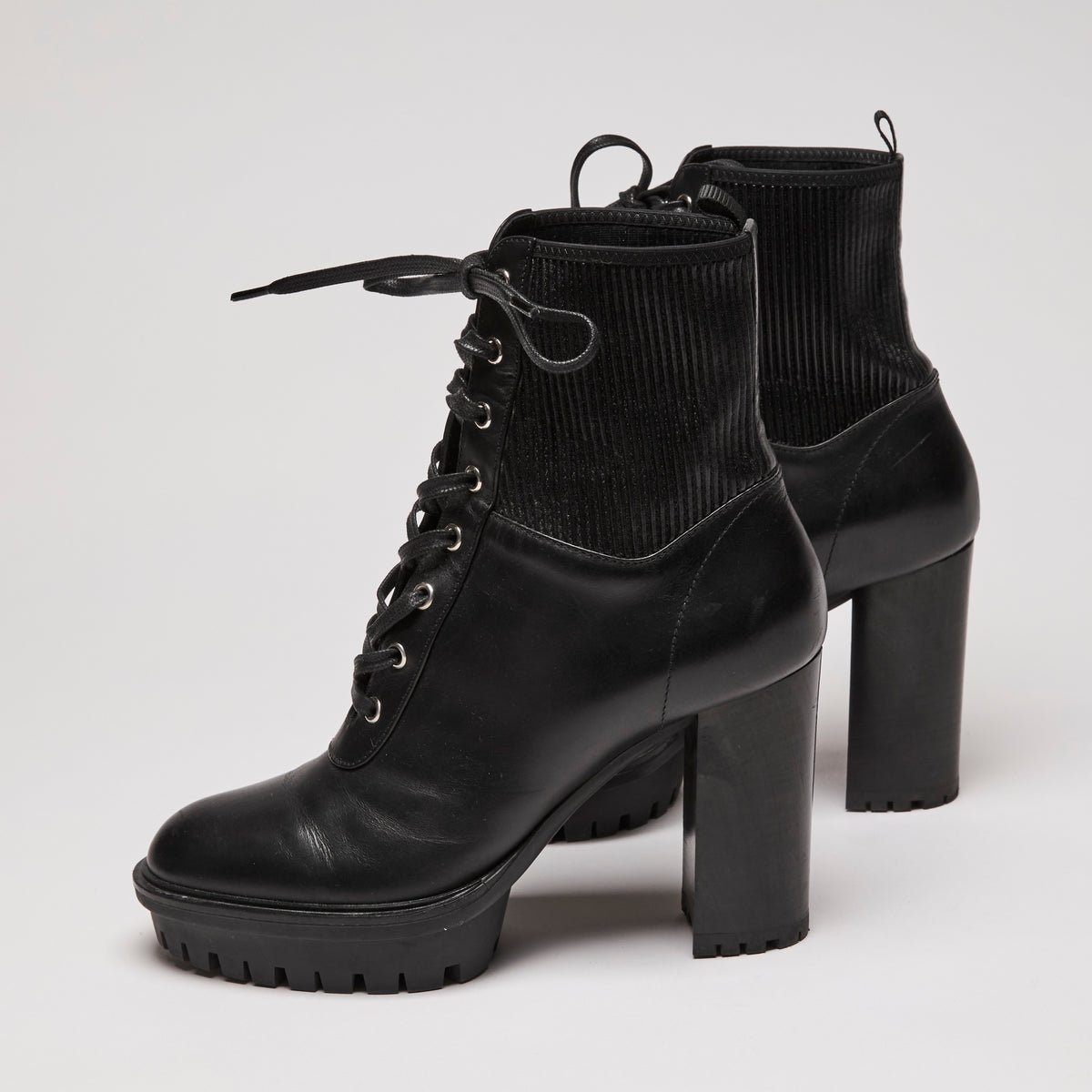 Gianvito Rossi Black Leather Combat Boots size 40(side)