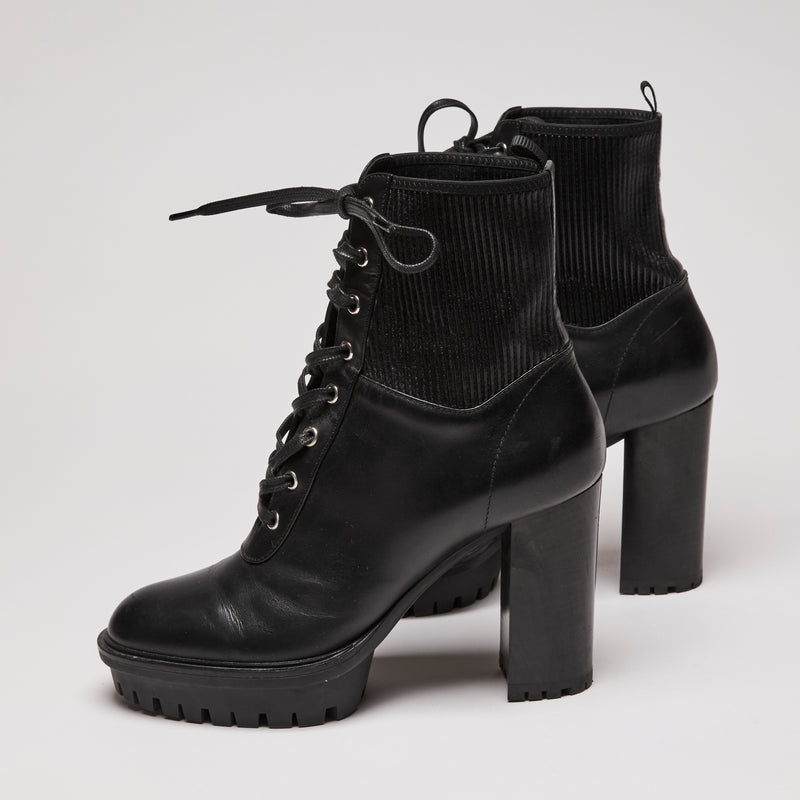 Gianvito Rossi Black Leather Combat Boots size 40(side)