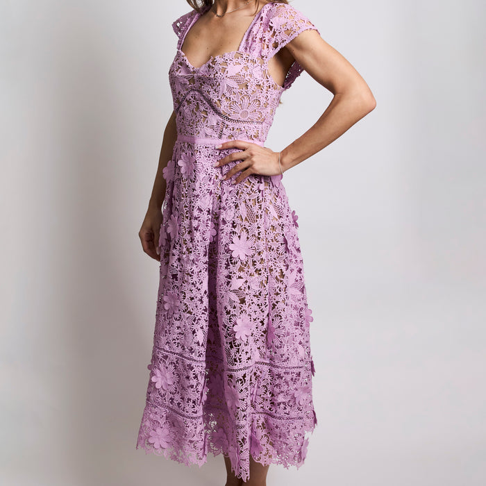 Self Portrait Lilac Lace Midi Dress