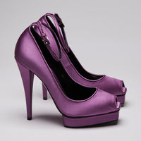 Tom Ford Satin Peep-Toe Platform Pumps Purple Size 39.5